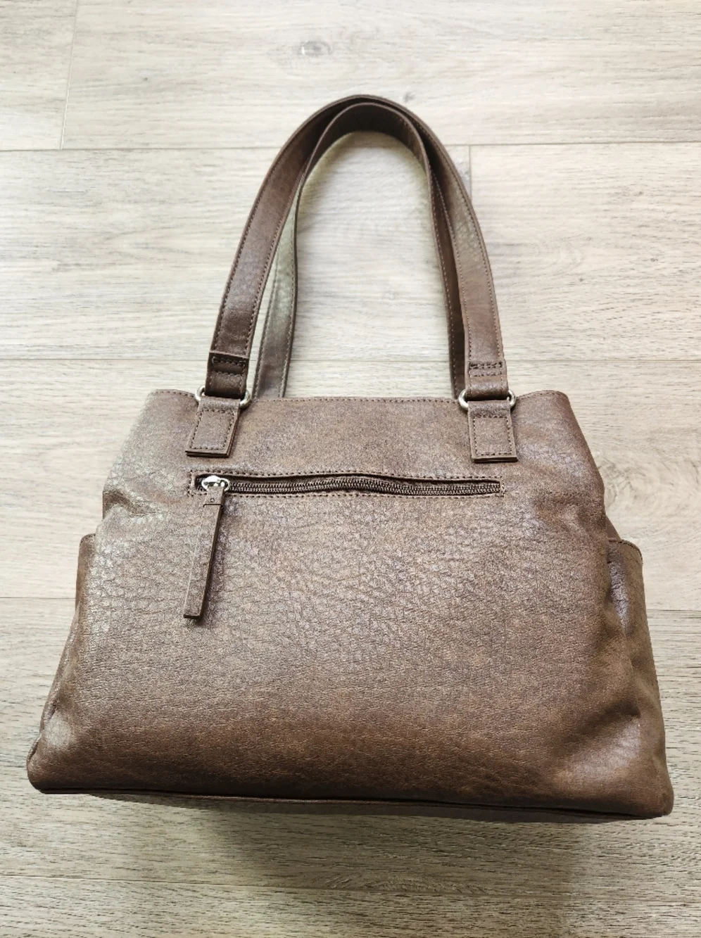 MultiSac Brown Nia Large Shopper Shoulder Purse Bag Faux Leather Nwt - Picture 13 of 15